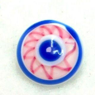 FABULOUS Antique BUTTON CHINA Swirlback W Pink and Blue Star Design D16 2