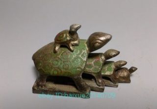 Chinese Old Bronze Statue Of Longevity Family Wealth Lucky Turtle A01