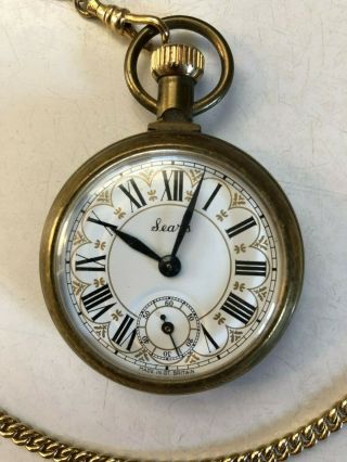 Rare Vintage Sears Pocket Watch Made In Great Britain Train Railroad