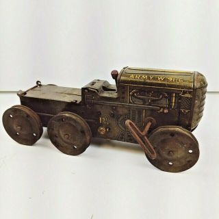 Vintage 1930s Marx W - 9116 Army Tractor Wind - Up Lithograph Tin Toy