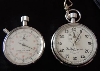 Breitlung And Hanhart Premier Lever 7 Jewels 3 Button Stopwatches