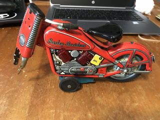1958 Harley Davidson Friction Toy Made In Japan No Front Tire Awesome Shape
