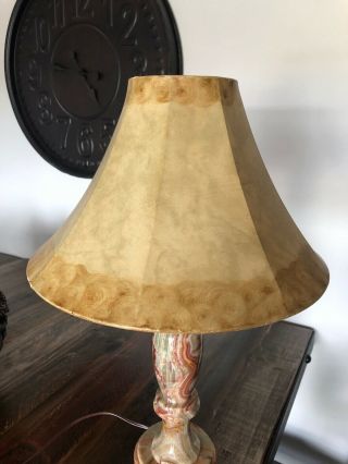 VINTAGE ANTIQUE ALABASTER MARBLE 14” NIGHT STAND TABLE LAMP 4