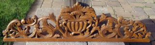 Antique Hand Carved Wooden Pediment Crest With Thistle 36 " Long