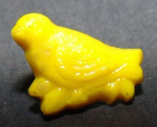 Vintage Small Realistic Bird Yellow Glass Button 1105