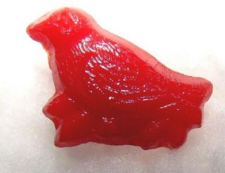 Vintage Small Realistic Bird Red Glass Button 1104