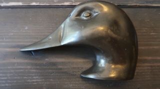 Vintage Solid Brass Duck Mallard Head Door Knocker 5.  5 " X 3.  5 "