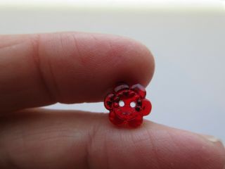 Brilliant Small Antique Vtg Ruby Red GLASS BUTTON Realistic Flower 7/16 