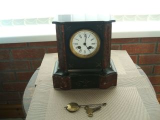 Antique French Chiming Marble Mantle Clock