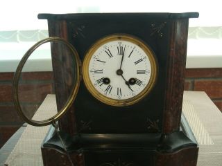 ANTIQUE FRENCH CHIMING MARBLE MANTLE CLOCK 6