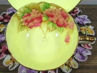 PARAGON PINK HYDRANGEA BRIGHT YELLOW FLORAL TEA CUP & SAUCER 4