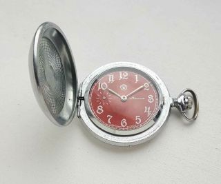 Vintage Soviet mechanical pocket watch MOLNIJA.  18 jew.  USSR 2