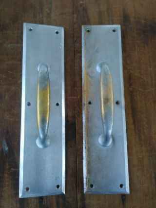 (2) Vintage SARGENT INDUSTRIAL SALVAGE BRASS DOOR PULL LARGE CAST BRASS PLATE 3
