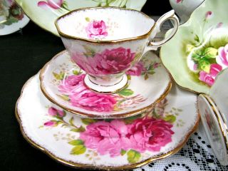 ROYAL ALBERT tea cup and saucer trio American Beauty set teacup creamer sugar 2