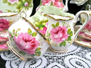 ROYAL ALBERT tea cup and saucer trio American Beauty set teacup creamer sugar 3