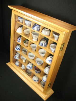 Vintage Curio 30 Cube All Maple Wood Shadow Box Netsuke Or Golf Ball Cabinet