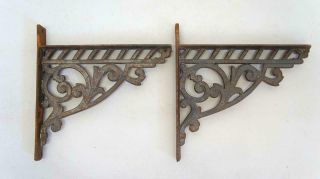 Pair Reclaimed Decorative Victorian Cast Shelf/cistern Brackets,  Stripped/clean