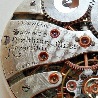 Vintage 1918 Waltham 19j Riverside 12 Size Model 1894 Pocket Watch Movement Hand