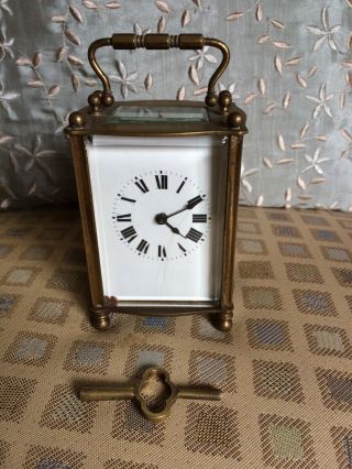 Vintage Carriage Clock And Key (made In France)