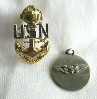 Vintage Us Navy Petty Officer Pin And Wings Pendant