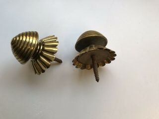 Antique Brass Curtain Pole Knobs Ends Old Pair Vintage Beehive Rare