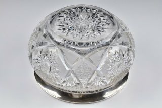 American Brilliant Cut Glass Bowl with Sterling Silver Rim 6