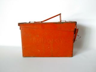 Vintage Distressed Orange Carboloy Ammo Can