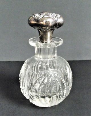 Antique La Pierre Sterling Silver Crystal Art Nouveau Glass Perfume Scent Bottle