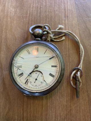 Large Antique Vintage Waltham Key Wind Pocket Watch Sterling Case Hunter ?