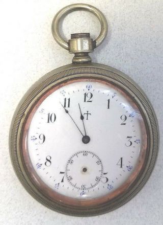 Antique Vintage Ingersoll Trenton Nickel Silver Pocket Watch 3300761 Parts Rep -