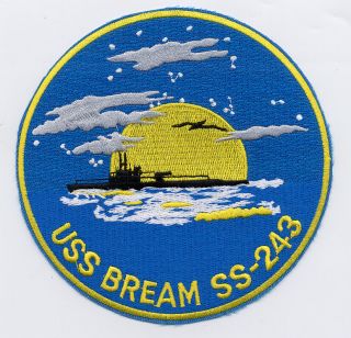 Uss Bream Ss 243 - Sub,  Moon In Background Bc Patch Cat No B625
