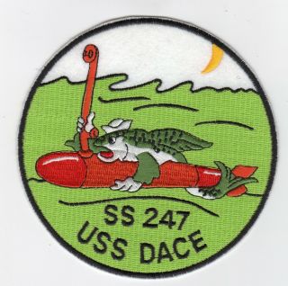 Uss Dace Ss 247 - Fish W/ Torp & Scope Bc Patch Cat No C5047