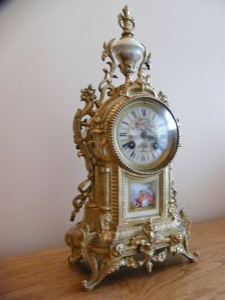 Samuel Marti Brass (not Spelter) & Sevres Striking Clock Gwo
