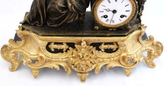 Antique Mantle Clock French 8 Day Stunning 2 Tone Figural Gilt C1855 8
