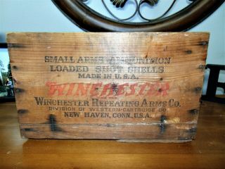 Antique Vintage Winchester Ranger Wood Crate Shot Shell Cartridge Ammo Crate Box