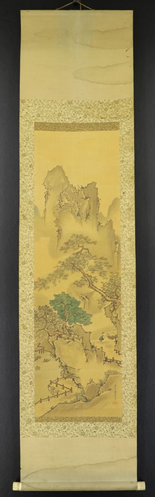 JAPANESE HANGING SCROLL ART Painting Sansui Landscape Kano School E7821 2