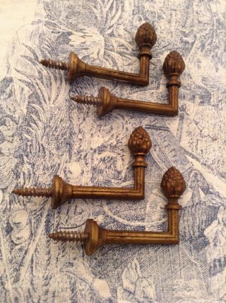 Vintage French Bronze Curtain Tie Backs - Acorn / Pineapple Finials (1759a)