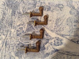 Two Pairs Vintage French Curtain Tie Backs - Acorn / Pineapple Finials (1759)
