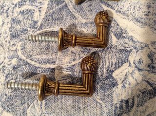 Two Pairs Vintage French Curtain Tie Backs - Acorn / Pineapple Finials (1759) 3