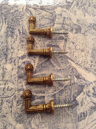 Two Pairs Vintage French Curtain Tie Backs - Acorn / Pineapple Finials (1759) 6
