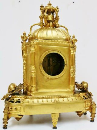 Rare Antique French 8Day Gothic Bronze & Sevres Porcelain Automaton Mantel Clock 11