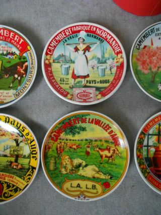 Set of 6 French Ceramic NORMANDIE cheese CAMEMBERT PLATES stamped 4