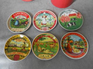 Set of 6 French Ceramic NORMANDIE cheese CAMEMBERT PLATES stamped 6