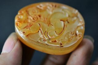 Delicate Chinese Old Jade Carved Horse Lucky Pendant J16 2