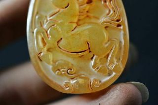 Delicate Chinese Old Jade Carved Horse Lucky Pendant J16 5