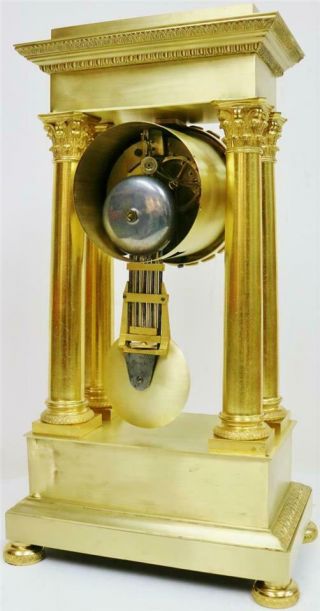 Rare Antique French Empire Bronze Ormolu Portico Table Regulator Mantle Clock 10