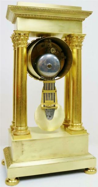 Rare Antique French Empire Bronze Ormolu Portico Table Regulator Mantle Clock 11