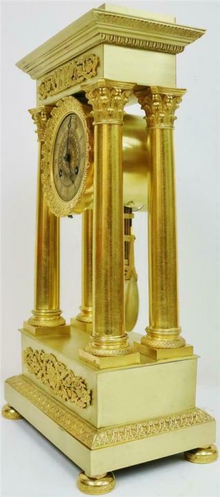 Rare Antique French Empire Bronze Ormolu Portico Table Regulator Mantle Clock 7