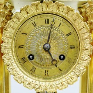 Rare Antique French Empire Bronze Ormolu Portico Table Regulator Mantle Clock 8