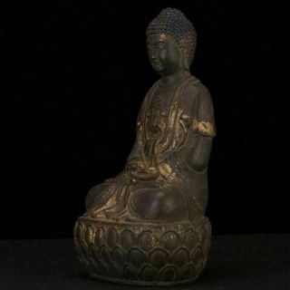 Rare Spectacular Unusual Archaic China Bronze Buddha Seated Statue Sculpture 2